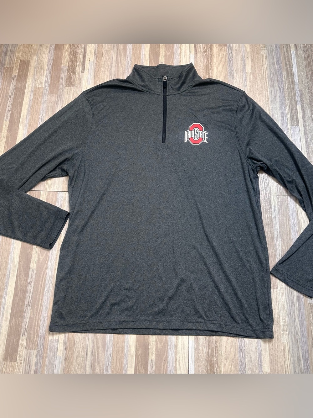 Ohio State Men's Dark Heather Gray Quarter-Zip Pullover Mens Large